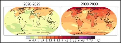 predicted increase in global average temperatures