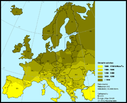 solar insolation map of europe